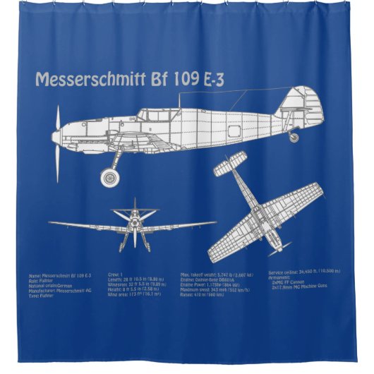 Rideaux De Douche Messerschmitt Bf 109 - Plan d'avion ABD (Devant)
