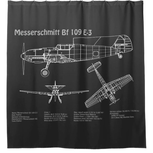 Rideaux De Douche Messerschmitt Bf 109 - Plan d'avion PD (Devant)