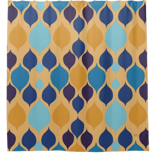 Rideaux De Douche Mi-siècle 1960 Géométrique Jaune (Devant)