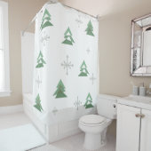 Rideaux De Douche Mi-siècle Abstraits arbres de Noël hiver (En situation)