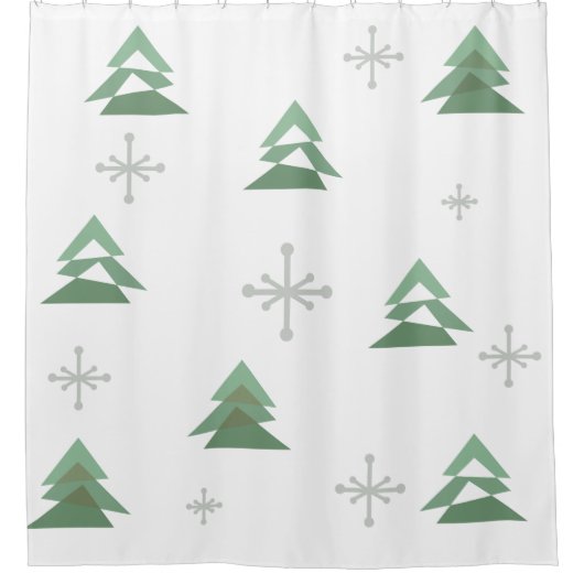 Rideaux De Douche Mi-siècle Abstraits arbres de Noël hiver (Devant)