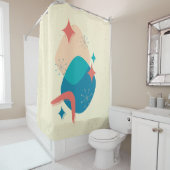 Rideaux De Douche Mi-siècle Âge atomique Abstrait 17 (En situation)