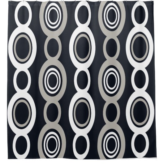Rideaux De Douche Mi-siècle Chaîne moderne Liens Blanc Gris (Devant)