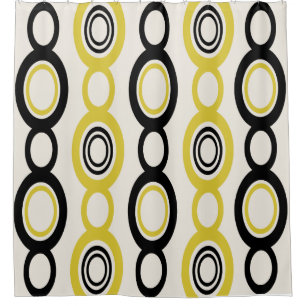 Rideaux De Douche Mi-siècle Chaîne moderne Liens Noir Jaune
