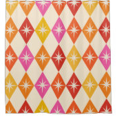 Rideaux De Douche Mi-siècle Démarrage rétro sur diamants colorés (Devant)