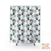 Rideaux De Douche Mi-Siècle Metro Chats Atomique Rose