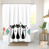 Rideaux De Douche Mi-Siècle Metro Chats Atomique Rose