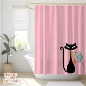 Rideaux De Douche Mi-Siècle Metro Chats Atomique Rose