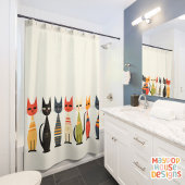 Rideaux De Douche Mi-Siècle Metro Chats Atomique Rose