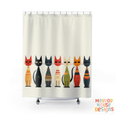 Rideaux De Douche Mi-Siècle Metro Chats Atomique Rose