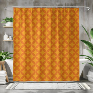 Rideaux De Douche Mi-siècle Mod Géométrique Rétro Moderne Orange Sun