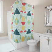 Rideaux De Douche Mi-siècle Mod Mint Géométrique (En situation)