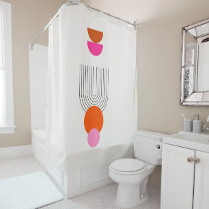 Rideaux De Douche Mi-siècle Moderne 03 Arc Abstrait rose orange
