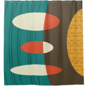 Rideaux De Douche Mi-siècle moderne Abstrait Vinyl coloré
