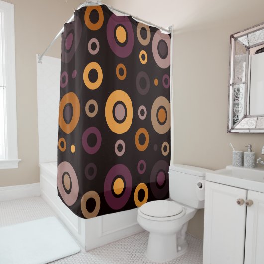 Rideaux De Douche Mi-siècle moderne automne géométrique (En situation)
