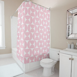 Rideaux De Douche Mi-Siècle Moderne Bébé rose et blanc Motif