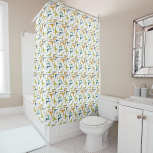 Rideaux De Douche Mi-siècle Moderne Coloré Corner géométrique Retro