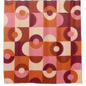 Rideaux De Douche Mi-siècle moderne demi-cercles rose orange (Devant)