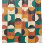 Rideaux De Douche Mi-siècle moderne demi-cercles vert et orange (Devant)