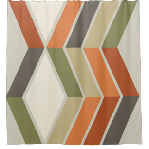 Rideaux De Douche Mi-Siècle Moderne Diagonal Grandes Vert Orange