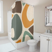 Rideaux De Douche Mi-siècle Moderne Formes Abstraites 2 Vert, Orange (En situation)