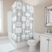 Rideaux De Douche Mi-siècle moderne géométrique gris clair (En situation)