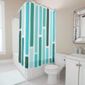 Rideaux De Douche Mi-Siècle Moderne Grilles Turquoise (En situation)