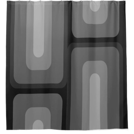 Rideaux De Douche Mi-Siècle Moderne Long Rectangles gris foncé (Devant)