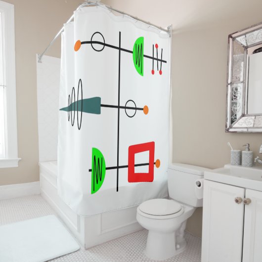 Rideaux De Douche Mi-siècle moderne mobile (En situation)