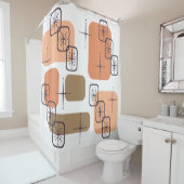 Rideaux De Douche Mi-siècle Moderne Orange Brown (En situation)