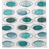 Rideaux De Douche Mi-Siècle Moderne Ovals Scribbles Turquoise (Devant)