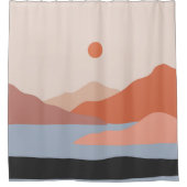 Rideaux De Douche Mi-siècle Moderne Retro Paysage Orange (Devant)
