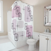 Rideaux De Douche Mi-Siècle moderne rose clair violet (En situation)