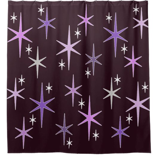 Rideaux De Douche Mi-siècle moderne Star Sky Purple (Devant)