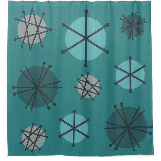Rideaux De Douche Mi-Siècle Moderne Starburks Turquoise (Devant)