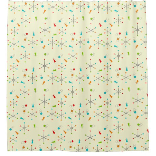 Rideaux De Douche Mi-siècle Moderne Starburst Motif Jaune (Devant)