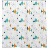 Rideaux De Douche Mi-siècle Motif Starburst Blanc (Devant)