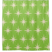 Rideaux De Douche Mi-siècle Starburts atomiques sur Lime vert (Devant)