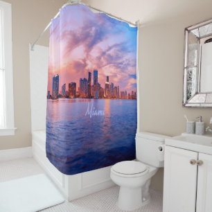 Rideaux De Douche Miami Beach Floride City Skyline
