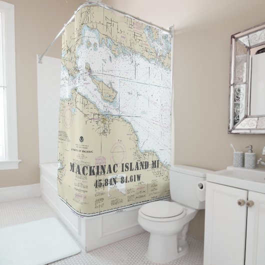 Rideaux De Douche Michigan Latitude Longitude Maquinac Nautique Isl. (En situation)