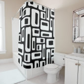 Rideaux De Douche Mid-Century Abstrait Black & White Motif (En situation)
