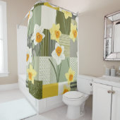Rideaux De Douche Mid-Century Daffodil Floral Pattern (1) (En situation)