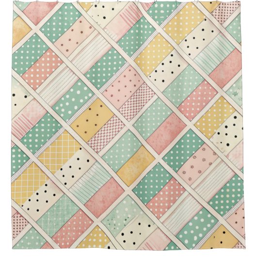 Rideaux De Douche Mid-Century Geometric Design with Dots & Lines 4 (Devant)