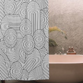 Rideaux De Douche Mid Century Modern Geometric Arch Black White