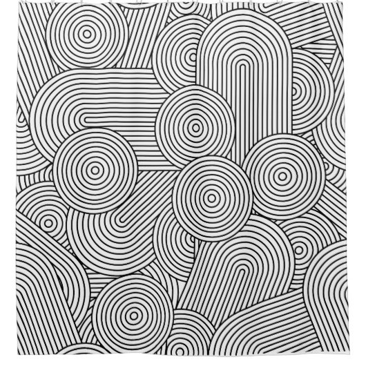 Rideaux De Douche Mid Century Modern Geometric Arch Black White (Devant)