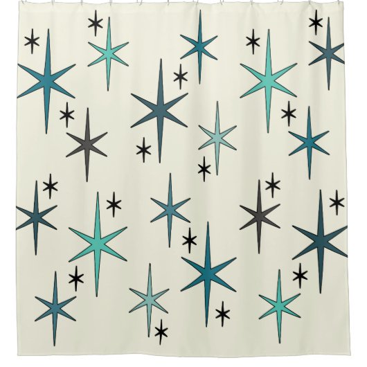 Rideaux De Douche Mid Century Modern Star Sky Turquoise (Devant)