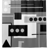 Rideaux De Douche Mid Century moderne Abstrait noir blanc et gris (Devant)