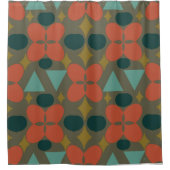 Rideaux De Douche Mid Century Moderne Fleur Diamant Vert (Devant)