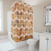 Rideaux De Douche Mid Century moderne Motif orange brun (En situation)