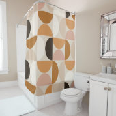 Rideaux De Douche Mid Century Moderne Rétro Motif Brown Tons de la T (En situation)